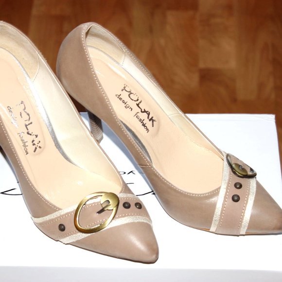Beige Pointy Toe Fashion Pumps - Picture 1 of 5